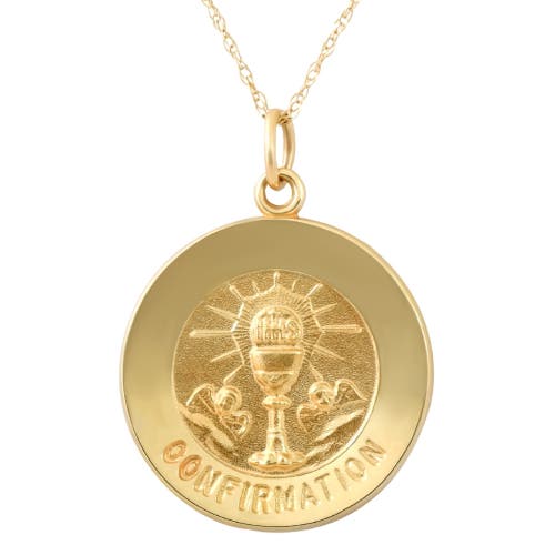 Bliss Diamond 14k Gold Confirmation Medal Pendant 1" Tall 2.5 Grams In Yellow Gold