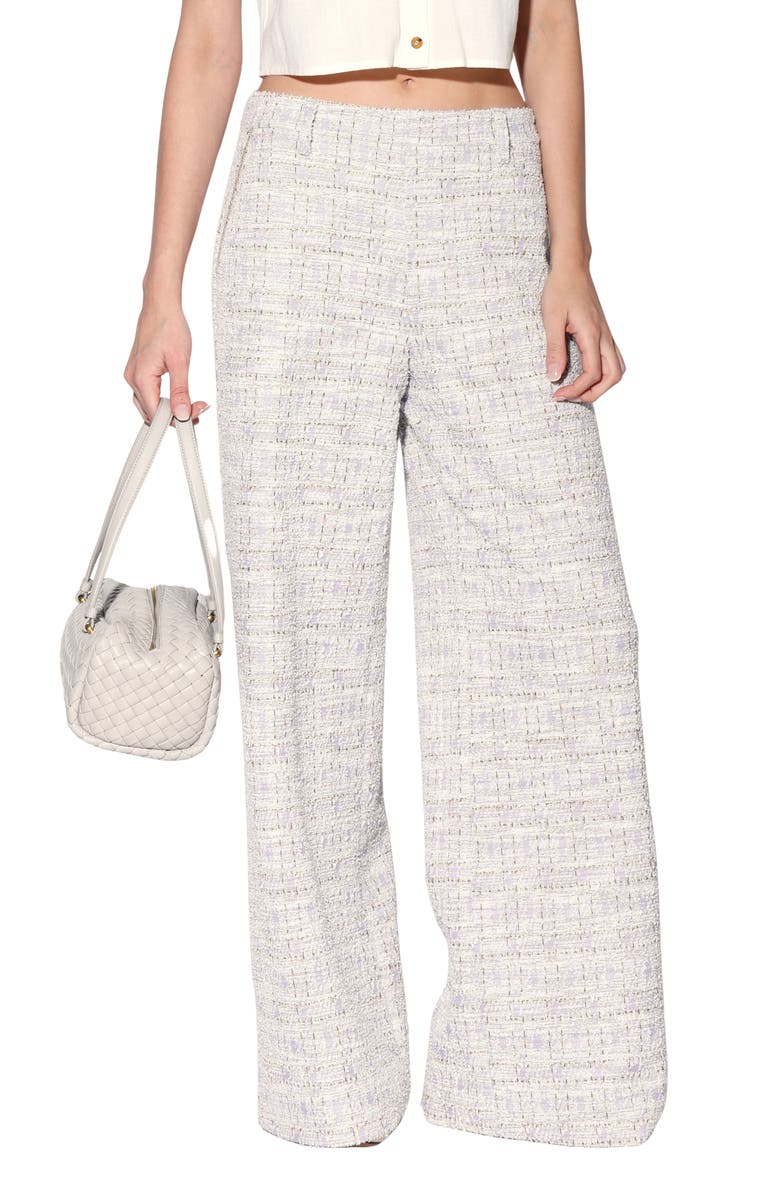 Walter Baker Sandro Tweed Wide Leg Pants, Main, color, Lilac Tweed