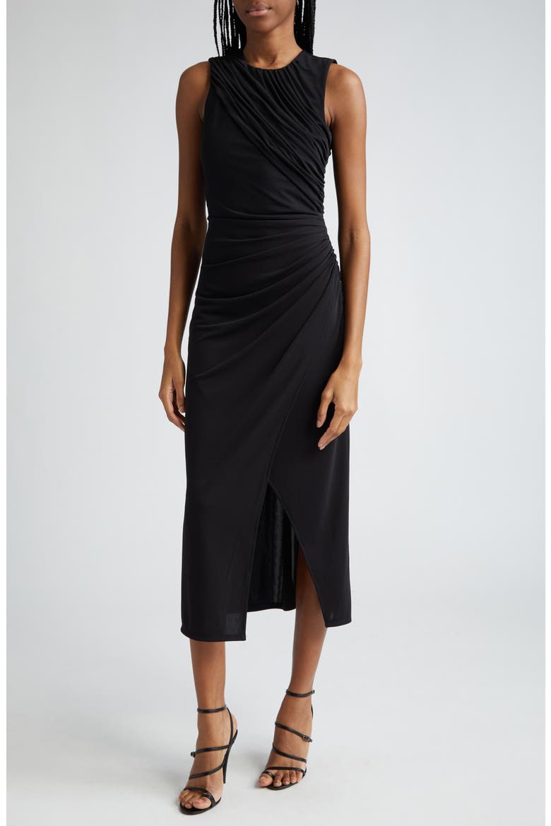 Wesson Ruched Dress, Alternate, color, BLACK