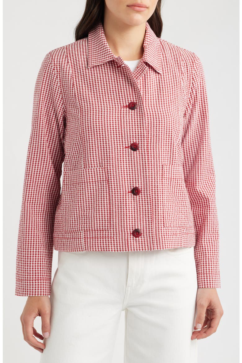 Carnon Downs Gingham Organic Cotton Chore Jacket, Alternate, color, GINGHAM SCARLET