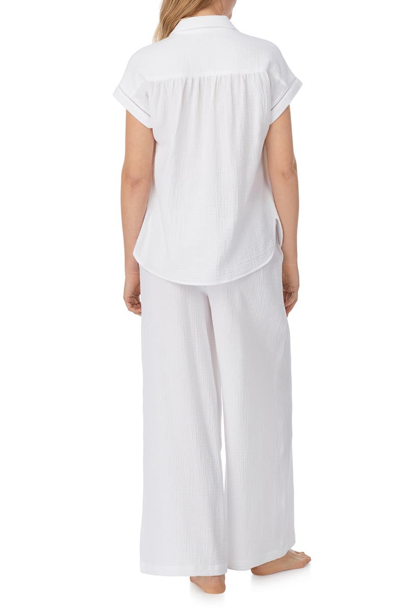 Eileen West Cotton Gauze Wide Leg Pajamas, Alternate, color, White