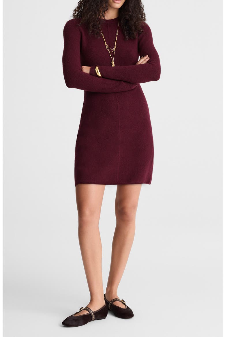 Long Sleeve Sweater Minidress, Main, color, DARK POMEGRANTE