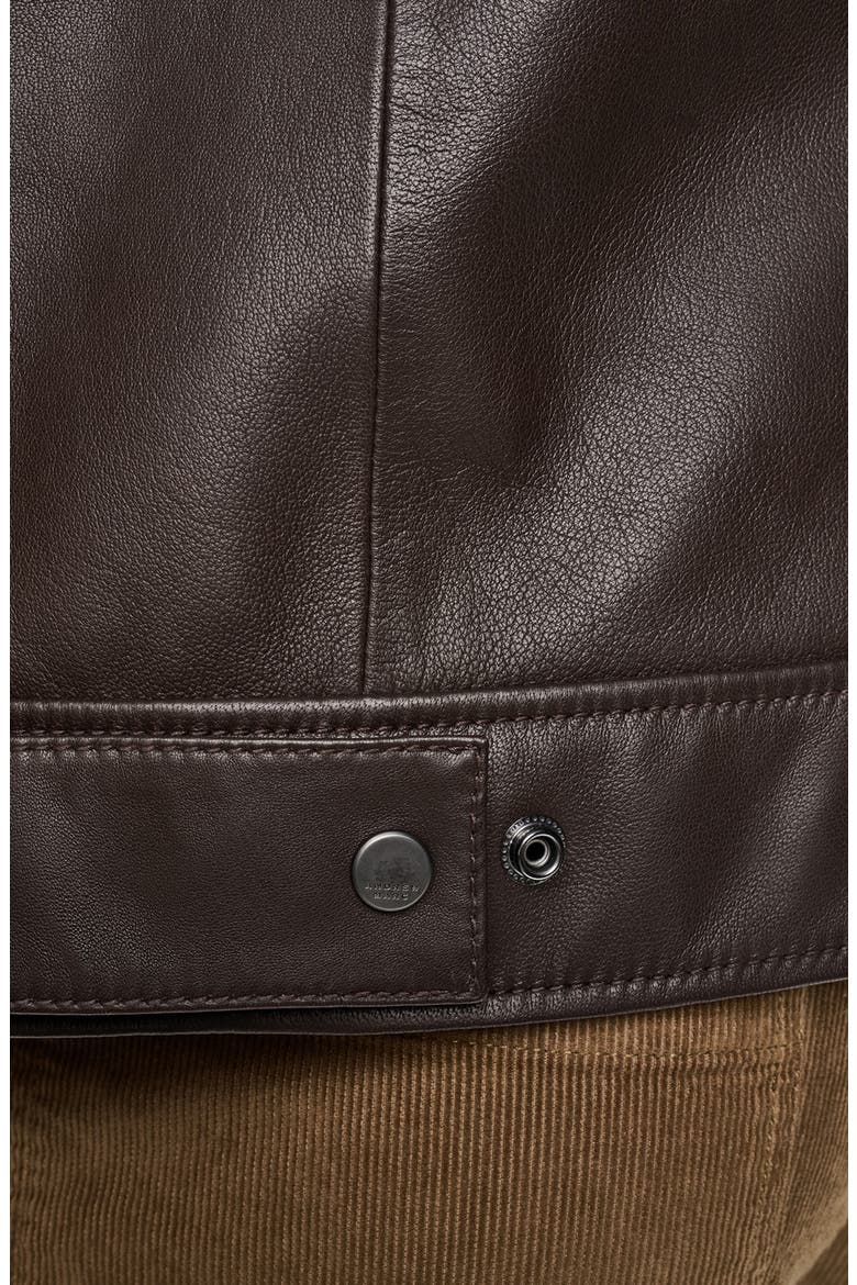Leather Racer Jacket, Alternate, color, HICKORY