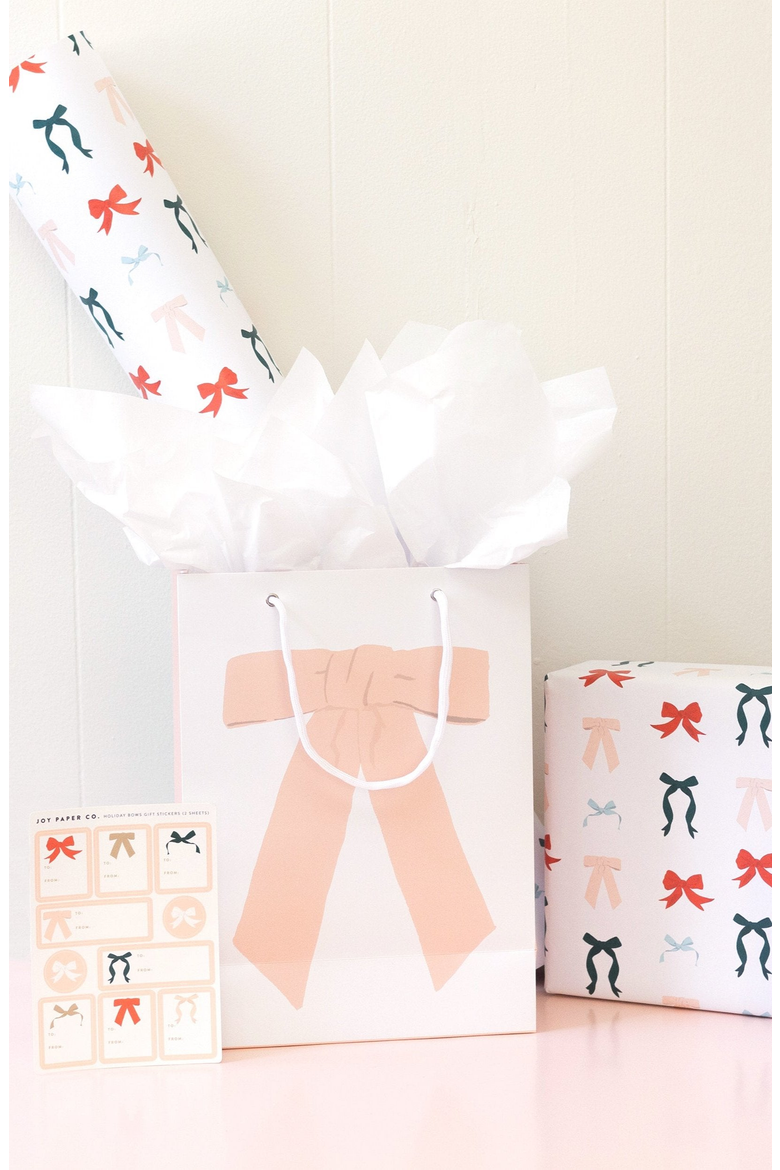 Bow Gift Bag Set of 3, Alternate, color, White / Peach
