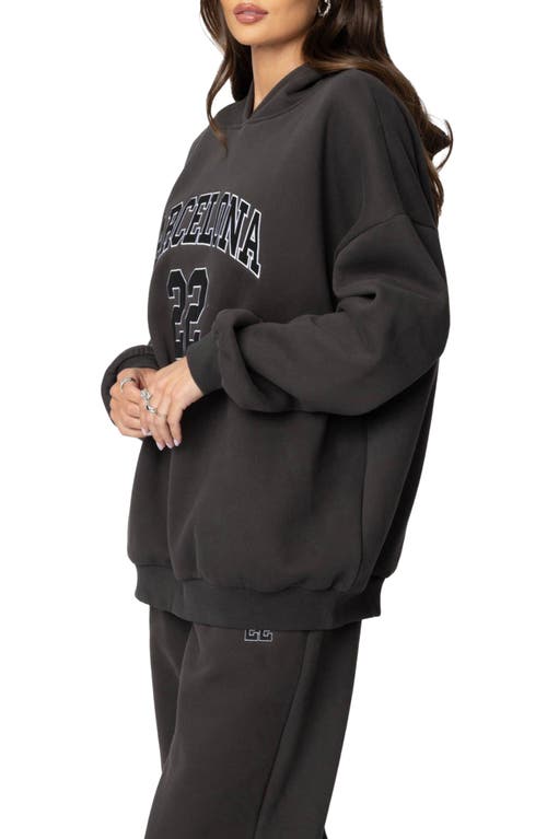 Edikted Barcelona Oversize Graphic Hoodie In Dark-gray