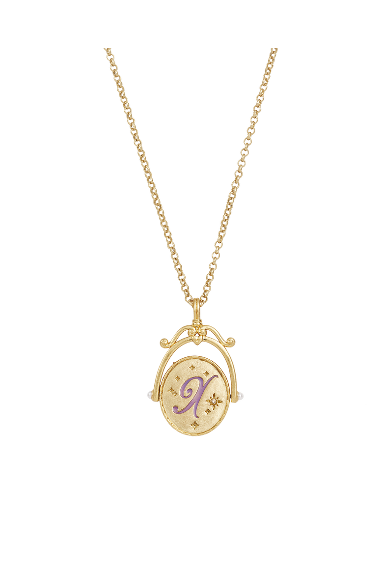 X Initial Xeranthemum Gold Spinner Chain Necklace, Main, color, Gold