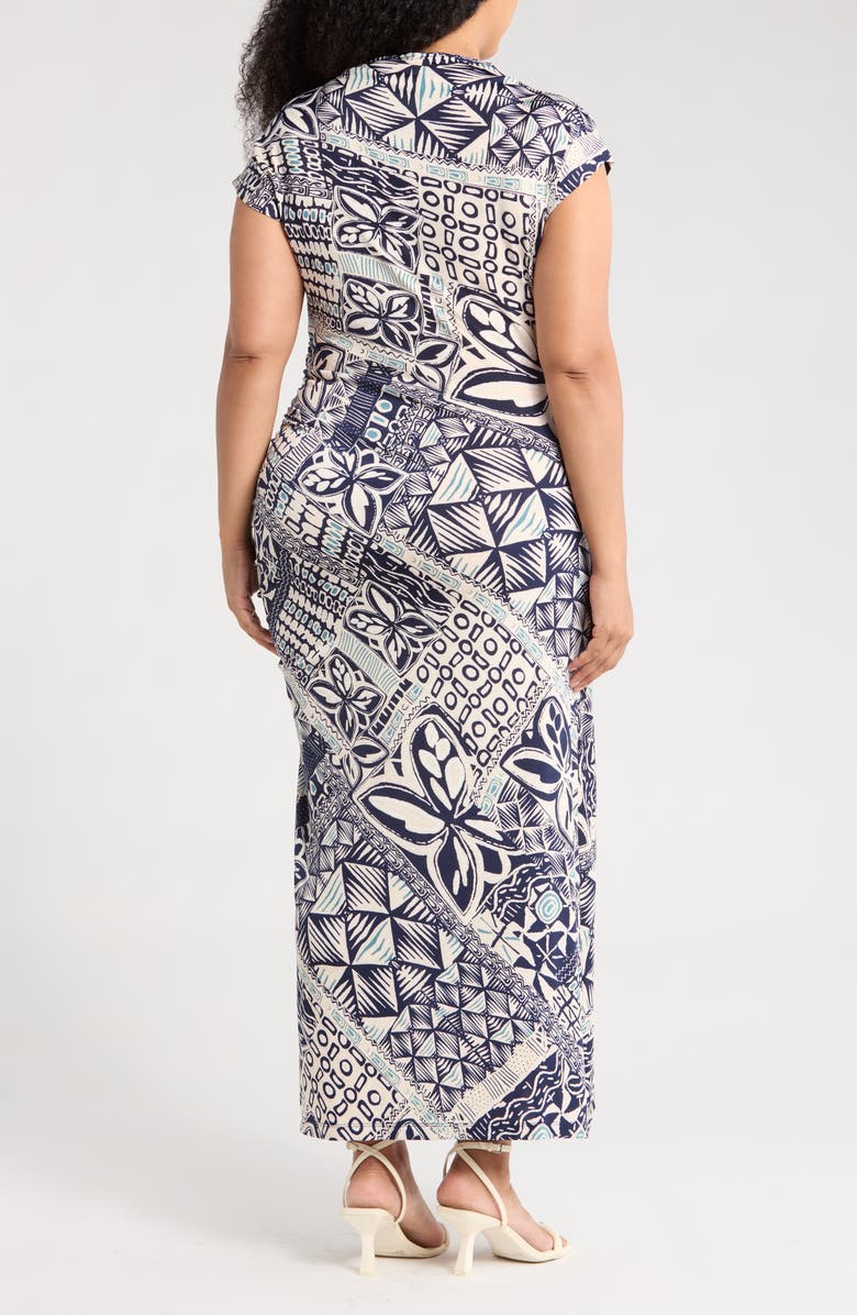 Renee C Ruched Cap Sleeve Stretch Jersey Body-Con Dress, Alternate, color, Navy