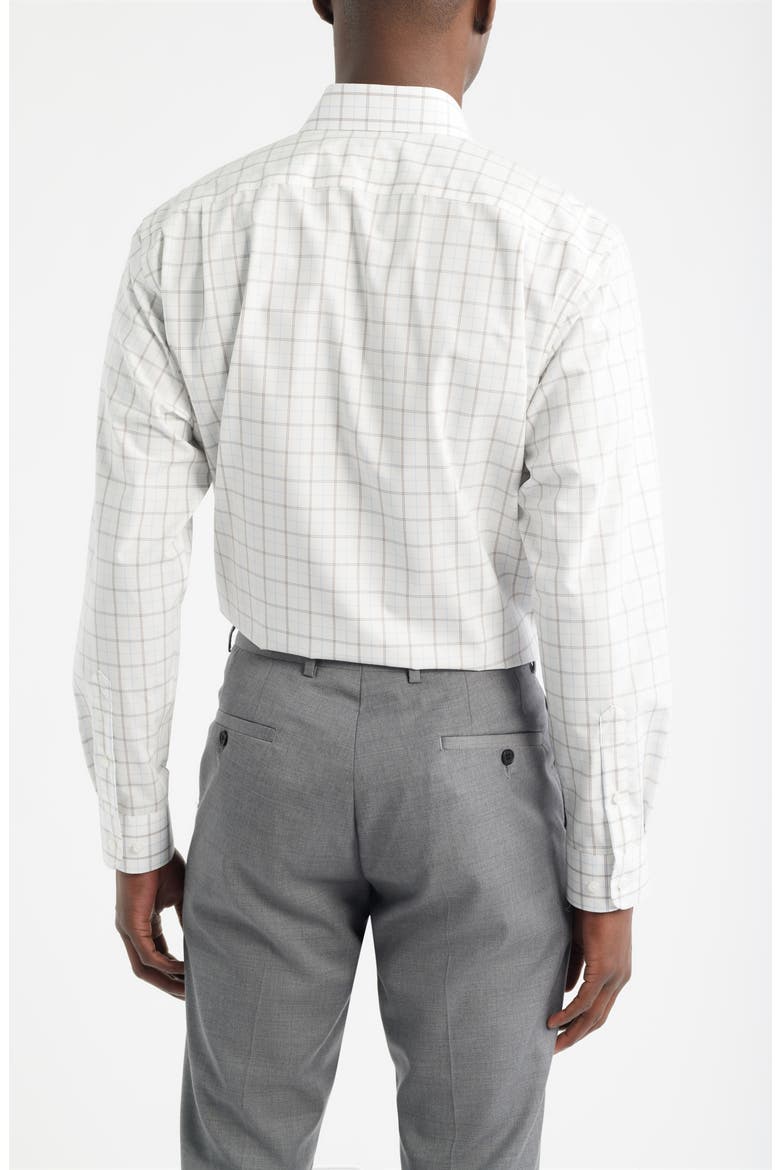 Traditional Fit Check Non-Iron Cotton Dress Shirt, Alternate, color, BLUE- BROWN WINDFORD PLAID