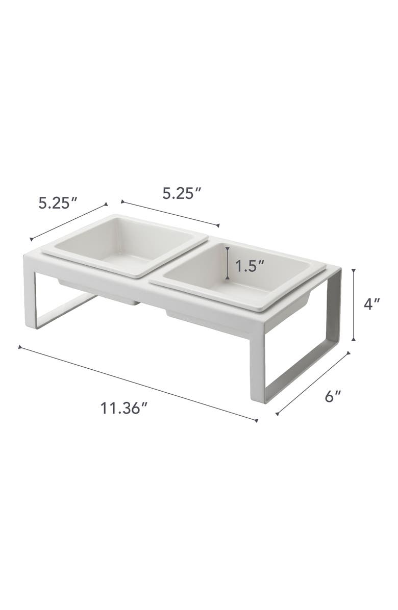 Yamazaki Pet Food Bowls & Stand, Alternate, color, White