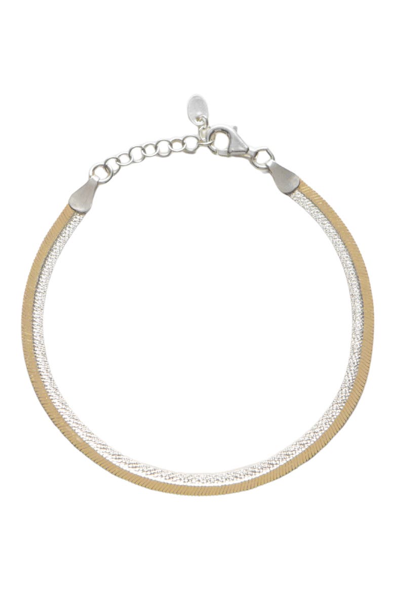 Two-Tone Flat Snake Chain Bracelet, Main, color, GOLD/ SILVER