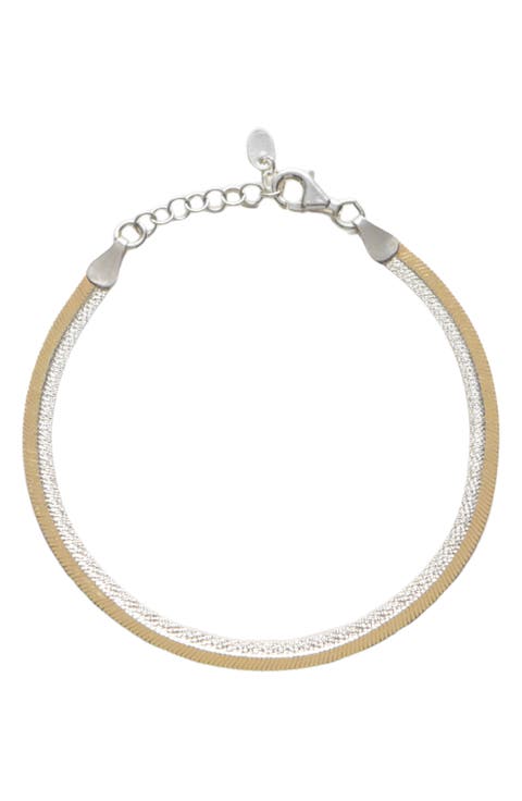 Two-Tone Flat Snake Chain Bracelet