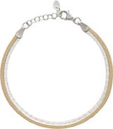 Argento Vivo Sterling Silver Two-Tone Flat Snake Chain Bracelet