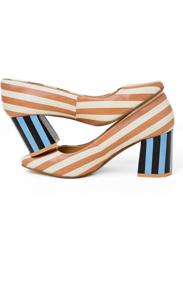 Charlotte Stone Estee Multicolor Square Toe Pump, Alternate, color, Camel Stripe