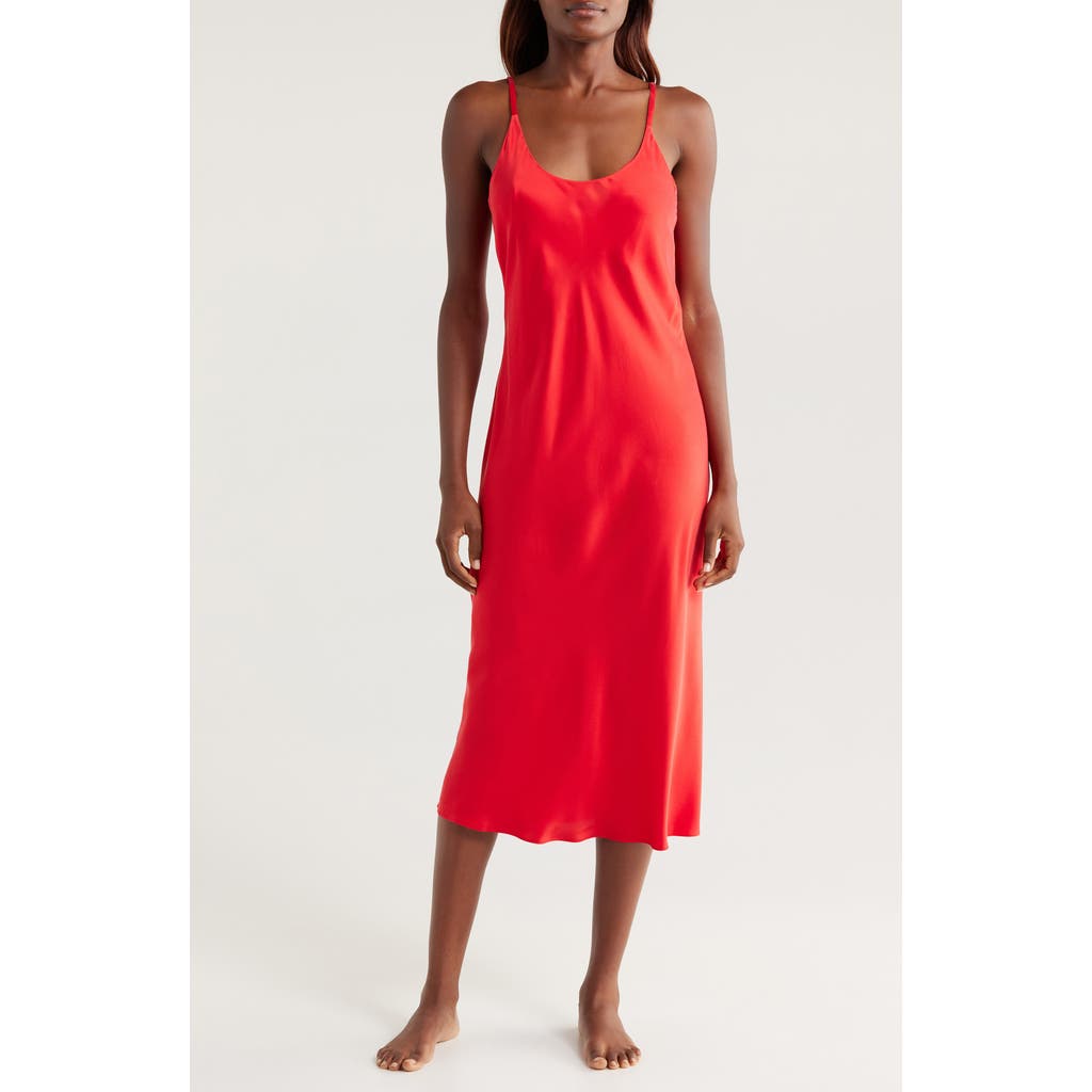 Lunya Washable Silk Slipdress Nightgown in Carmine Red
