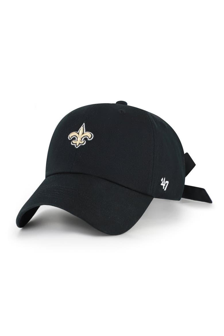 Women's '47 Black New Orleans Saints  Bow Back Clean Up Adjustable Hat, Main, color, Black