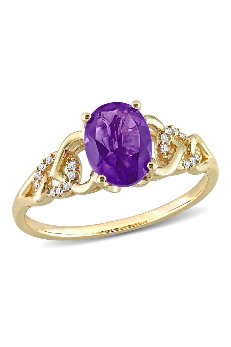 10K Yellow Gold African Amethyst Diamond Ring - 0.06 ctw, Main, color, PURPLE