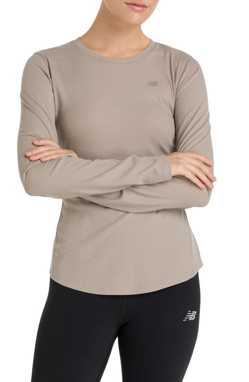 New Balance Microrib Long Sleeve T-shirt In Brown