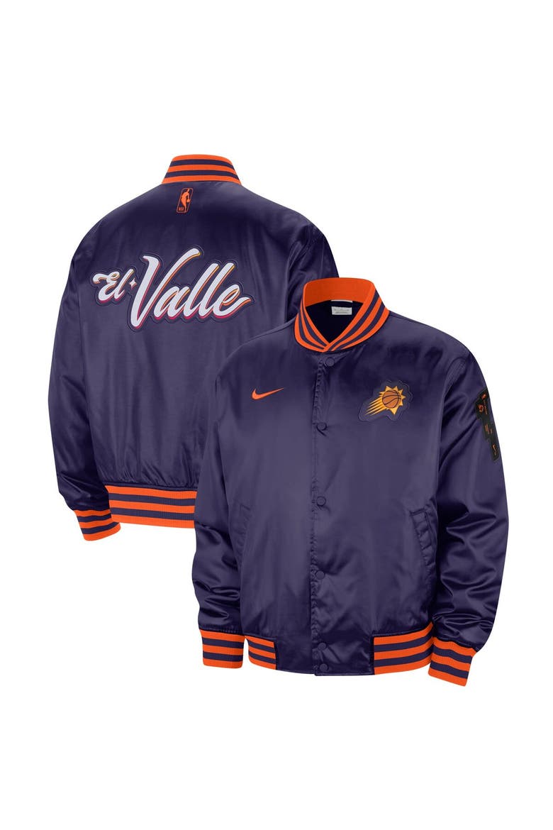 Men's Nike Purple Phoenix Suns 2023/24 City Edition Courtside Premier Full-Snap Bomber Jacket, Main, color, Purple