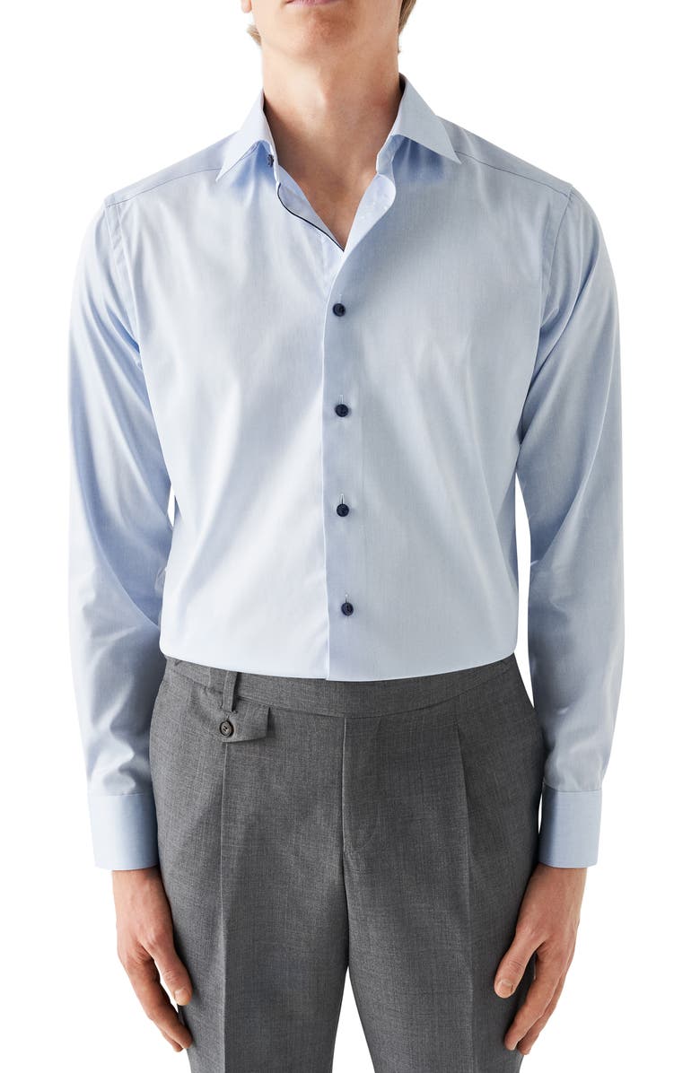 Eton Contemporary Fit Twill Dress Shirt, Main, color, 