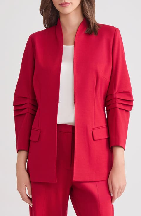 Ruched Sleeve Ponte Jacket