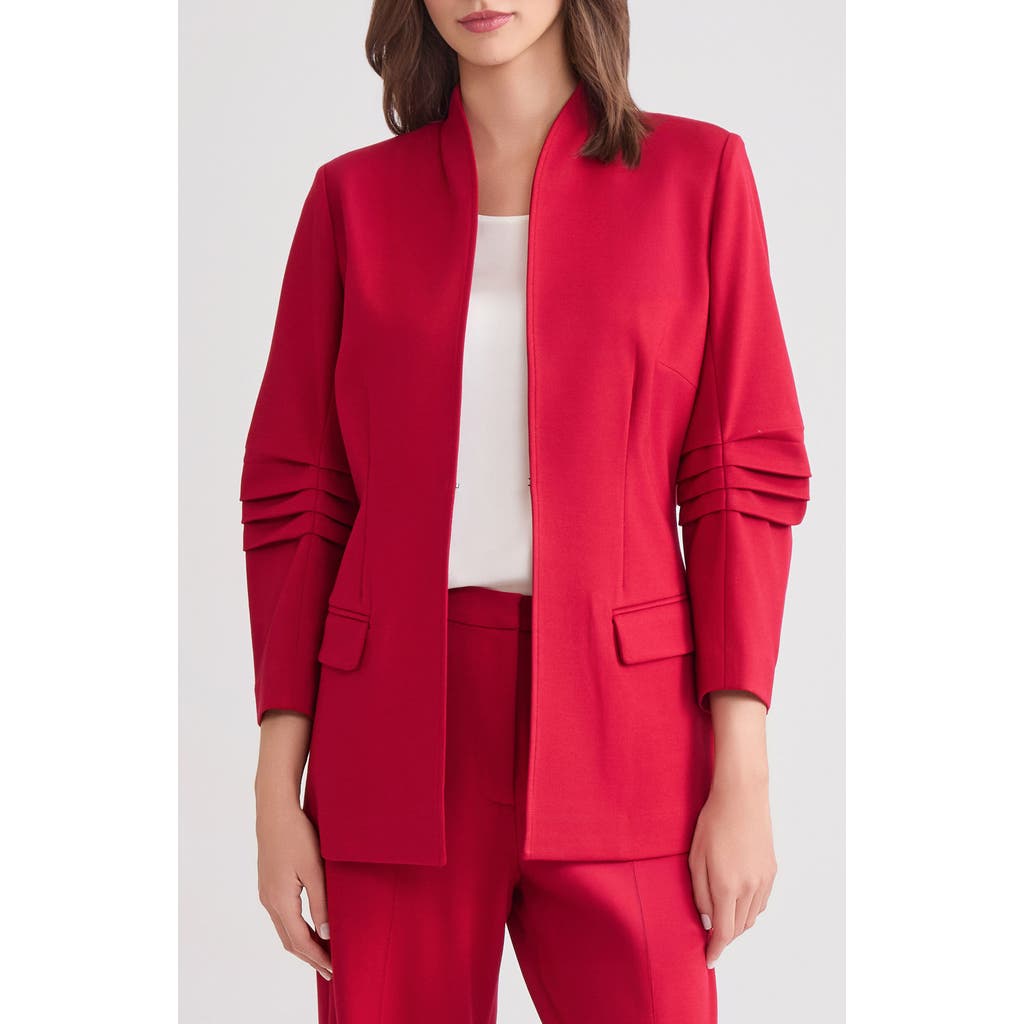 Misook Ruched Sleeve Ponte Jacket In Multi