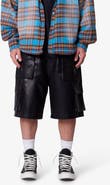 mnml Baggy Faux Leather Cargo Shorts