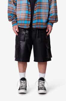 Baggy Faux Leather Cargo Shorts