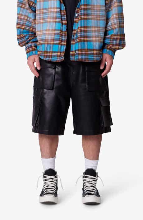 Baggy Faux Leather Cargo Shorts