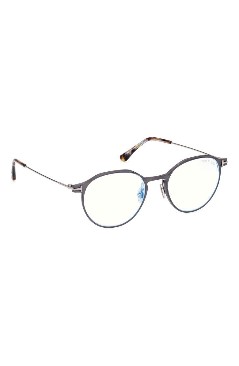 TOM FORD 52mm Round Blue Light Blocking Glasses, Alternate, color,