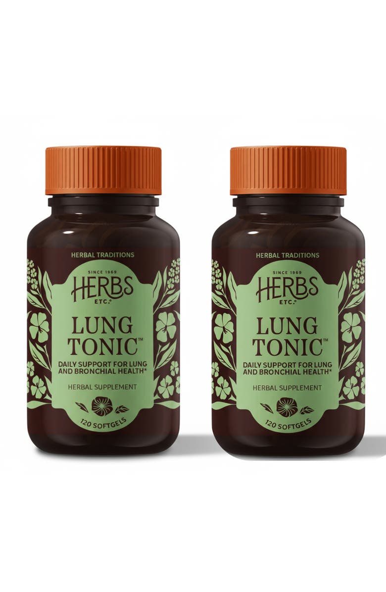 Herbs Etc. Lung Tonic Herbal Lung & Bronchial Support Softgels, 120 Count, Main, color, NO COLOR