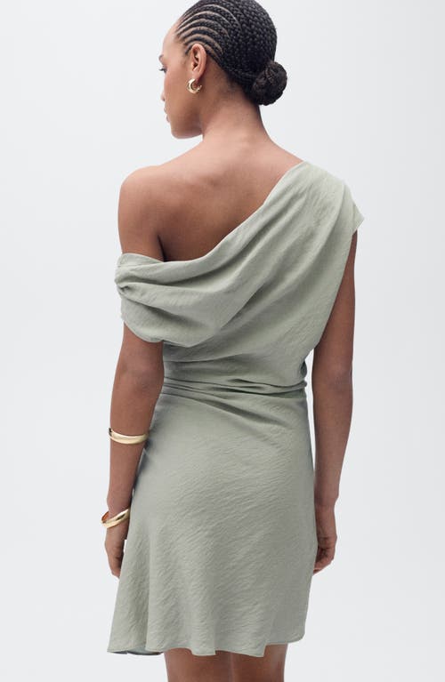Mango Asymmetric Drape One-shoulder Minidress