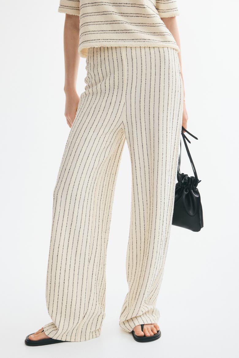 Textured Pull-On Pants, Alternate, color, Cream/black striped