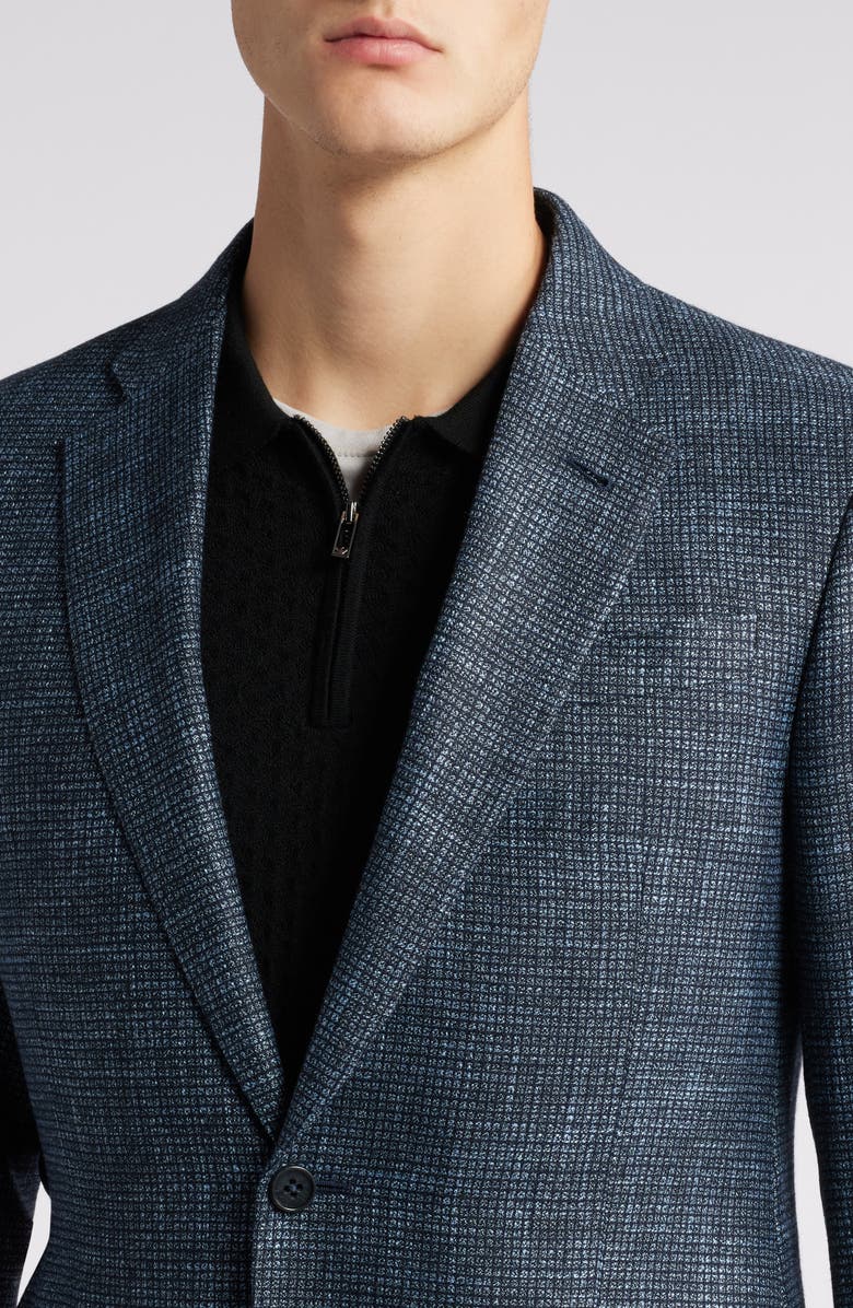 Emporio Armani Textured Microcheck Wool Blend Sport Coat, Alternate, color, Solid Medium Blue