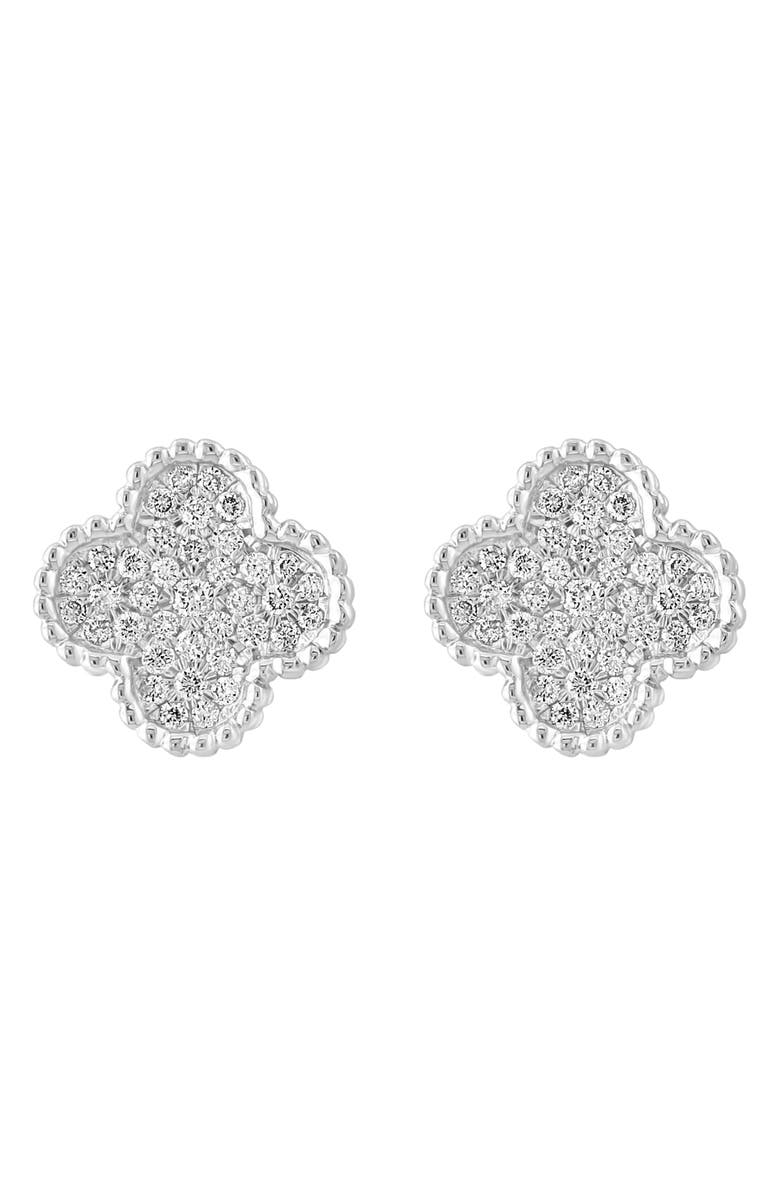 EFFY Sterling Silver Pavé Diamond Quatrefoil Stud Earrings - 0.34ct., Main, color, 