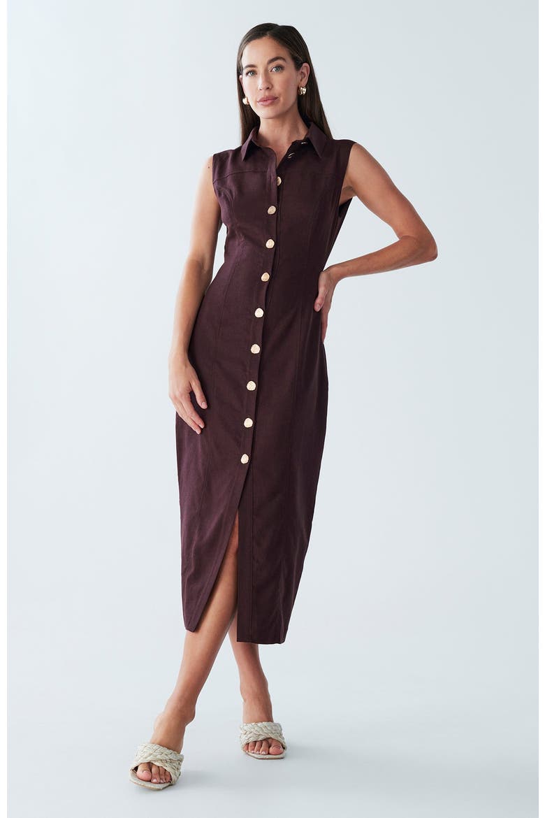 Stassi Linen Dress, Alternate, color, Chocolate