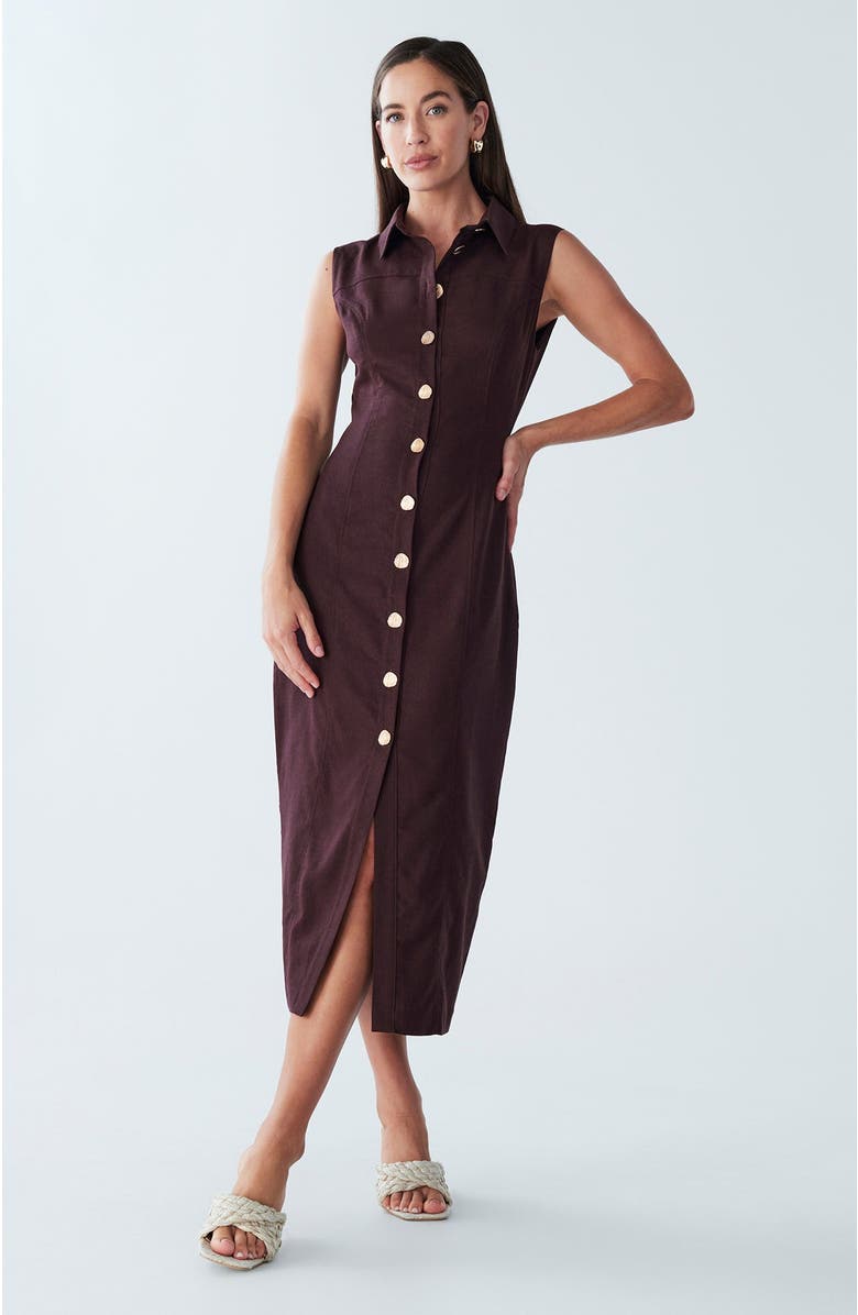 BWLDR Stassi Linen Dress, Alternate, color, Chocolate