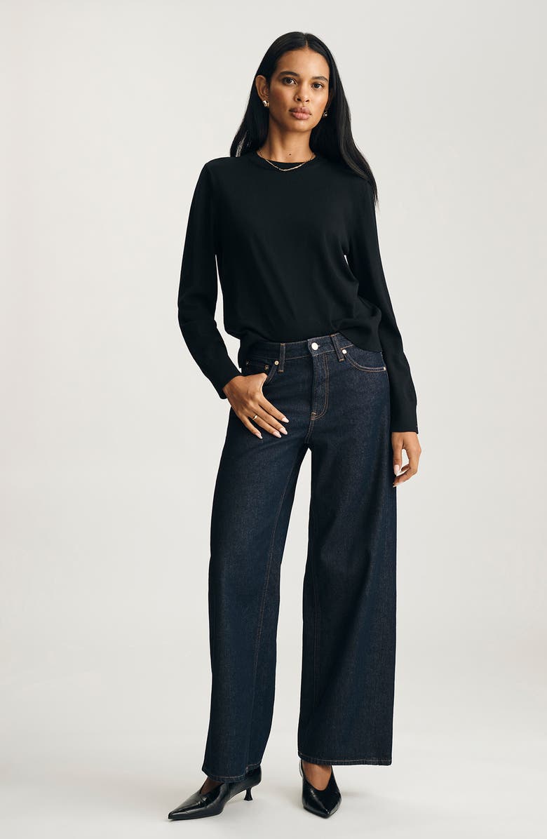 Mavi Jeans Wool Crewneck Sweater, Alternate, color, Black