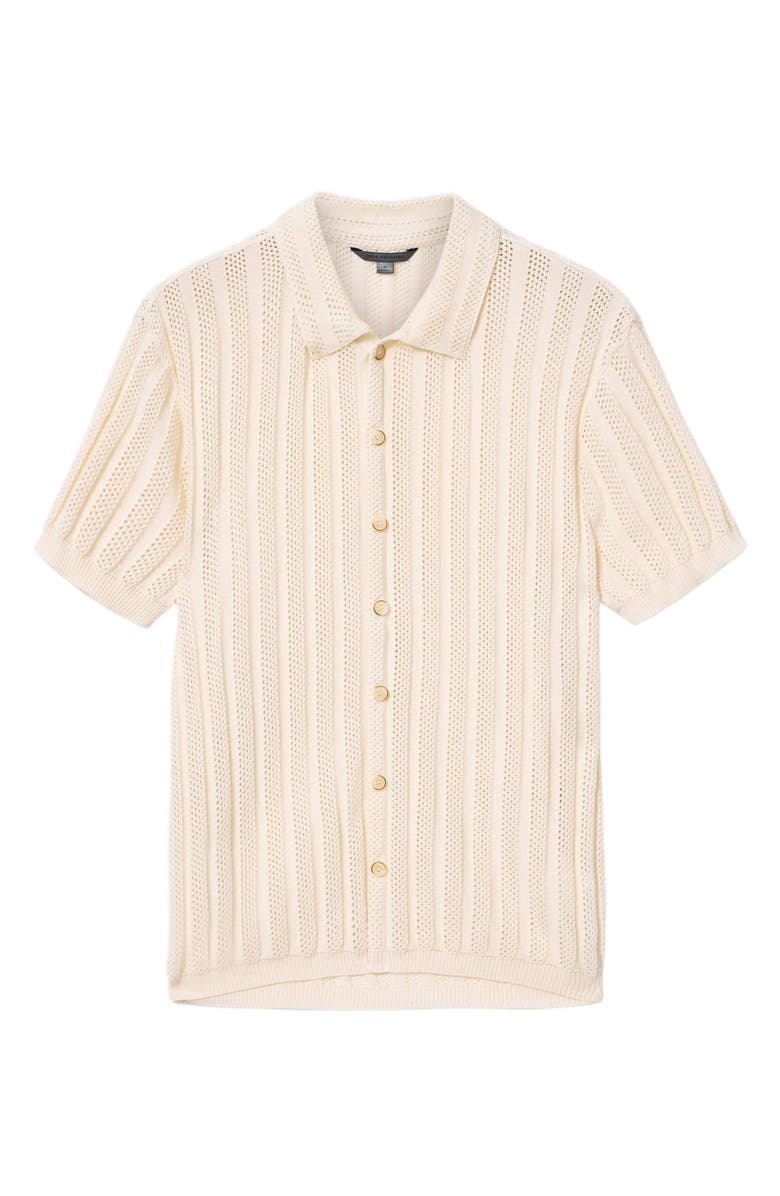 John Varvatos Ferone Open Stitch Stripe Stretch Cotton Sweater, Alternate, color, Ivory