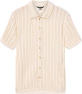 John Varvatos Ferone Open Stitch Stripe Stretch Cotton Sweater