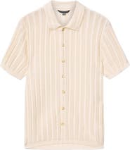 John Varvatos Ferone Open Stitch Stripe Stretch Cotton Sweater
