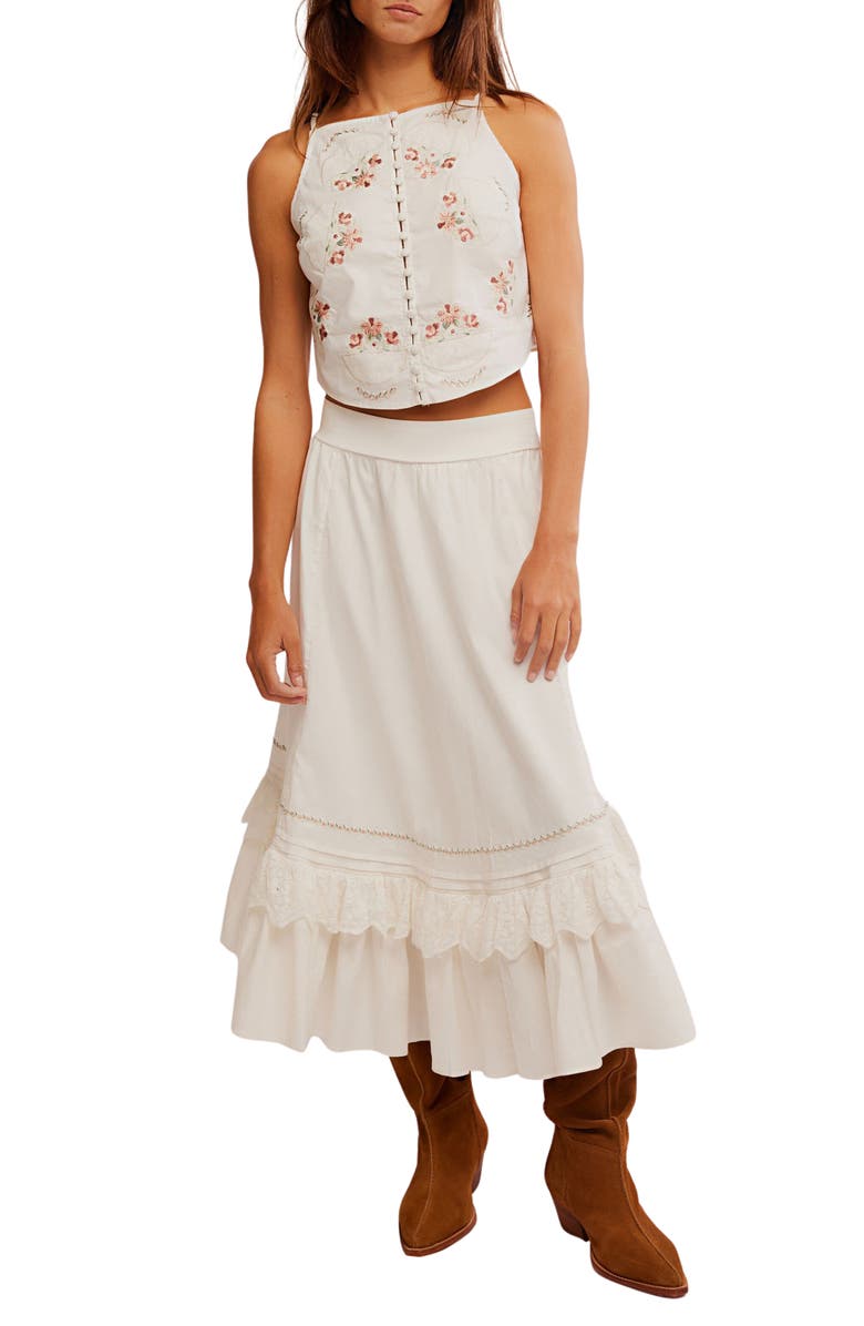 Free People Maeberrie Embroidered Crop Top and Skirt Set, Main, color, Ivory