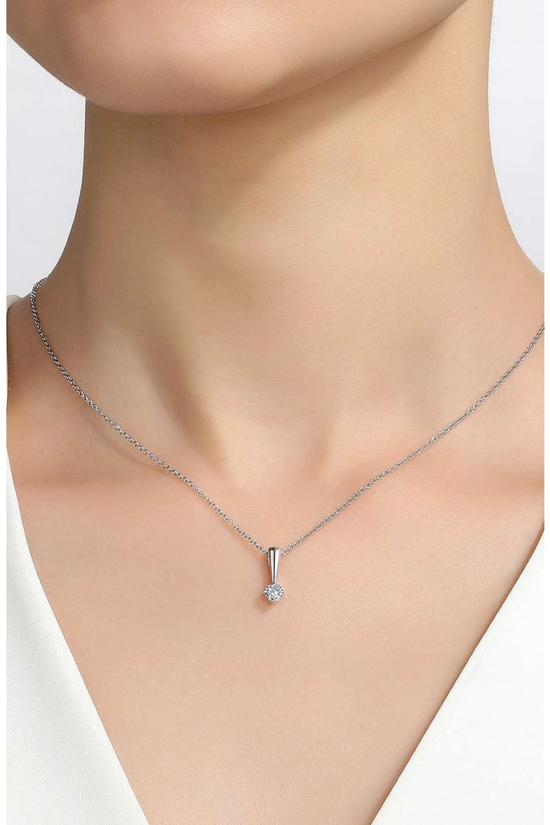 Simulated Birthstone Pendant, Alternate, color, SILVER/ WHITE APR