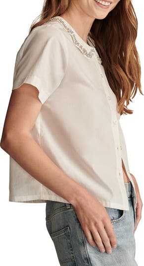 ラッキーブランド Lucky Brand Embellished Peter Pan Collar Shirt レディース シャツ トップス Brig Amazon.com: Lucky Brand Women's Embellished Peter Pan Collar