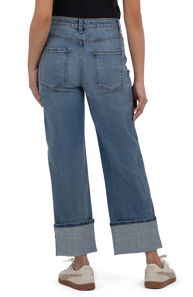 Sienna High Waist Cuffed Hem Wide Leg Jeans