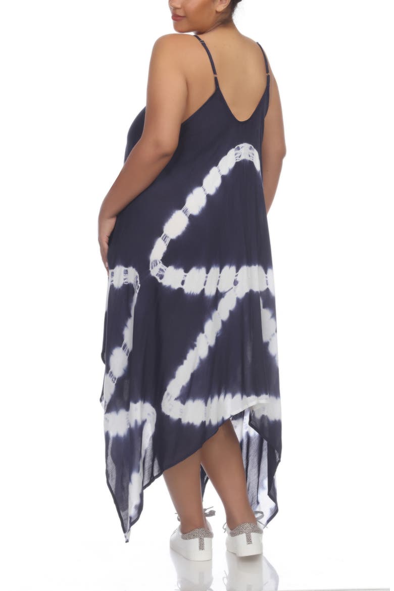 Tie Dye Print Handkerchief Hem Maxi Dress, Alternate, color, NAVY TD