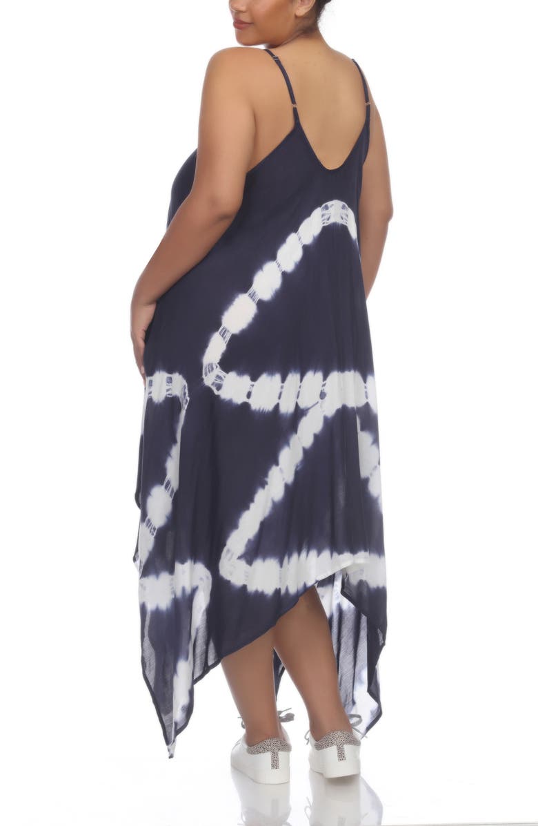 BOHO ME Tie Dye Print Handkerchief Hem Maxi Dress, Alternate, color, Navy Td