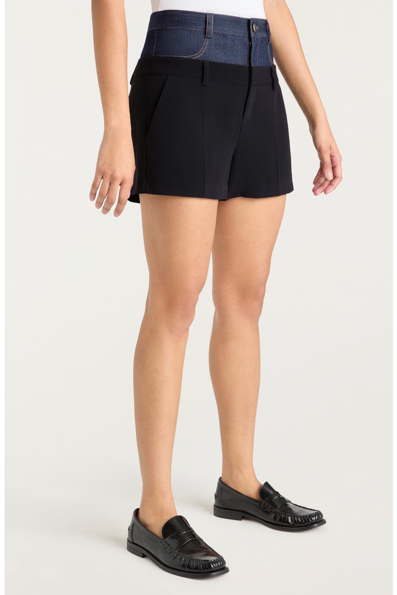 Dionne Mixed Media Shorts, Alternate, color, BLACK/ INDIGO