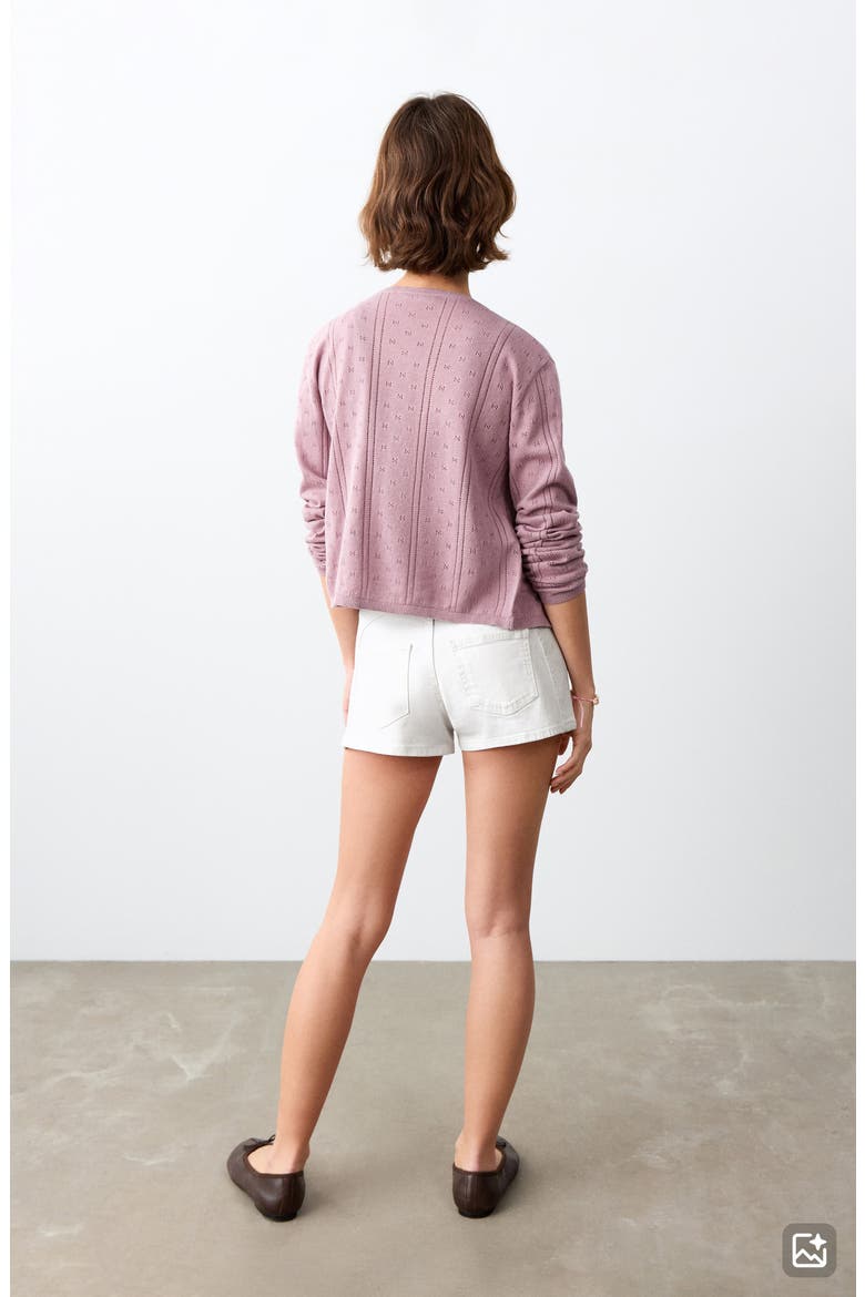 Denim Minishorts, Alternate, color, OFF WHITE