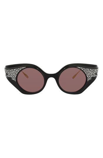 Gucci Womens Gc002002 Gg1327s Round-frame Polyamide Sunglasses Black In Black Gold Brown