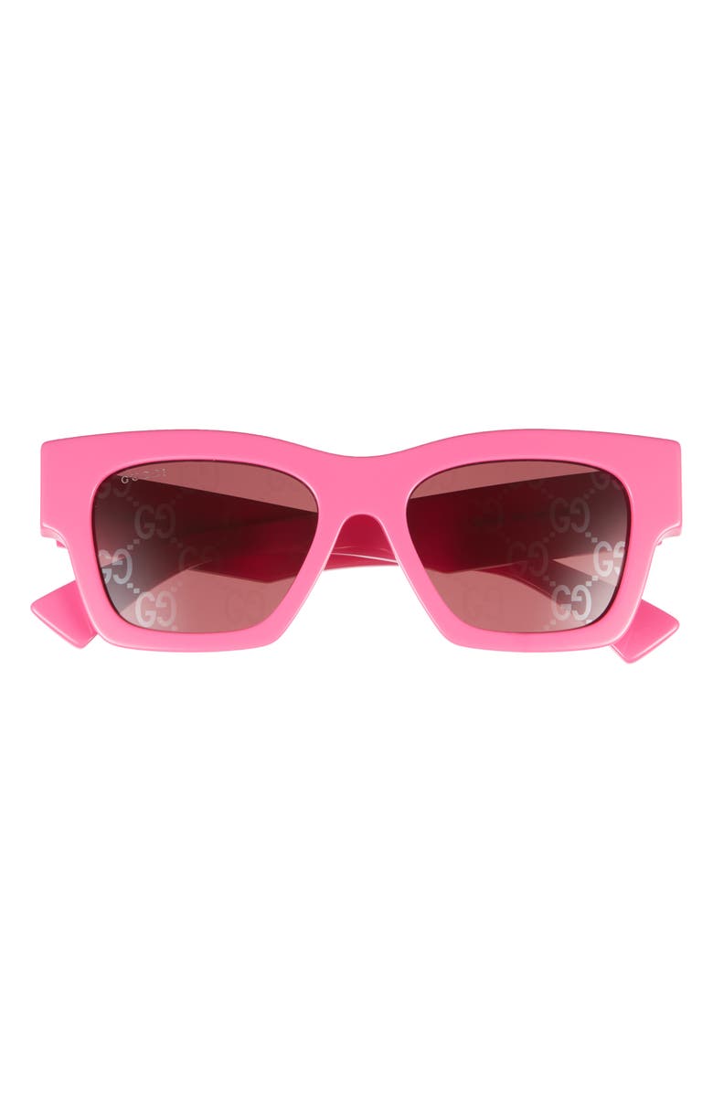 Gucci 52mm Rectangular Sunglasses, Main, color, Fuchsia